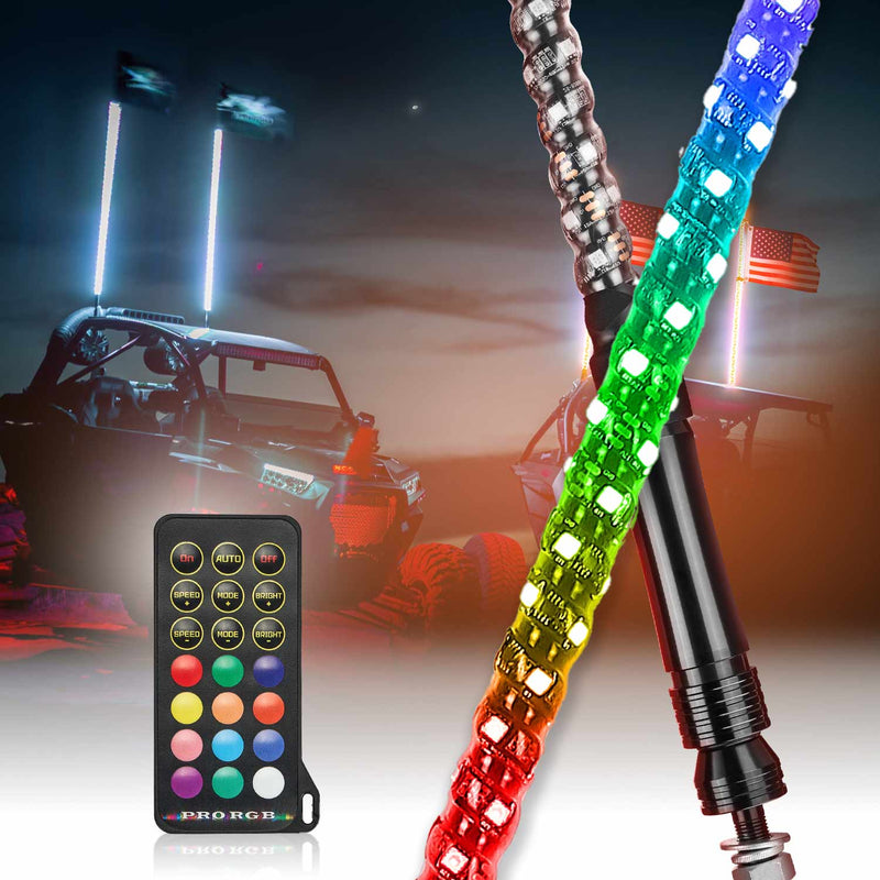 Load image into Gallery viewer, Spiral Whip Light Set, 2PCS Whip Light &amp; Flag mount &amp; 12V Switch On-off
