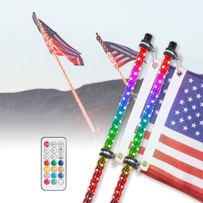 Load image into Gallery viewer, 4FT Spiral Whip Light with RF Remote Control, 366 colors, 2 pcs
