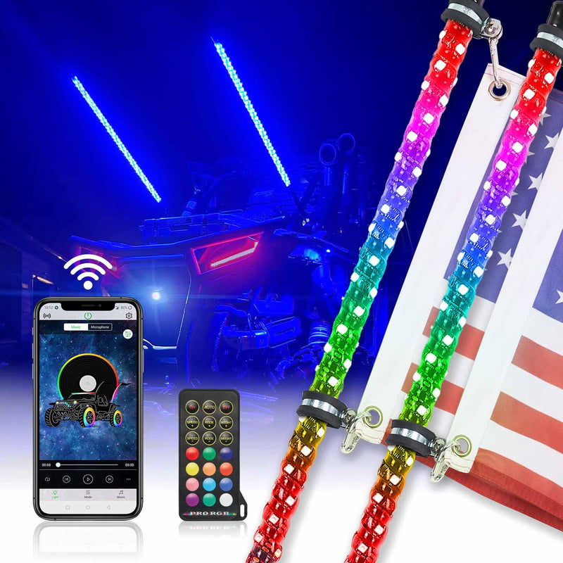 Load image into Gallery viewer, 4FT 2PCS Spiral Whip Light Bluetooth Control
