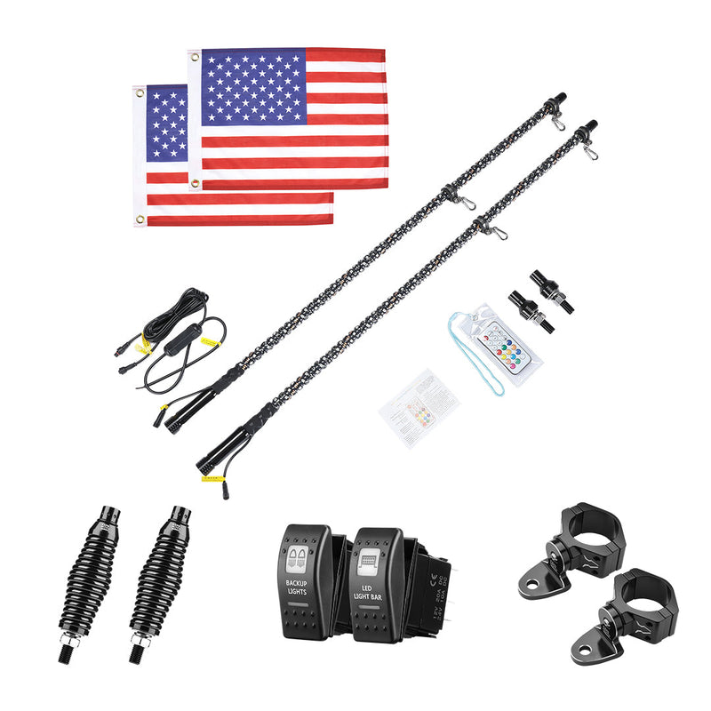 Load image into Gallery viewer, 4FT Spiral Whip Light with RF Remote Control, 366 colors, 2 pcs
