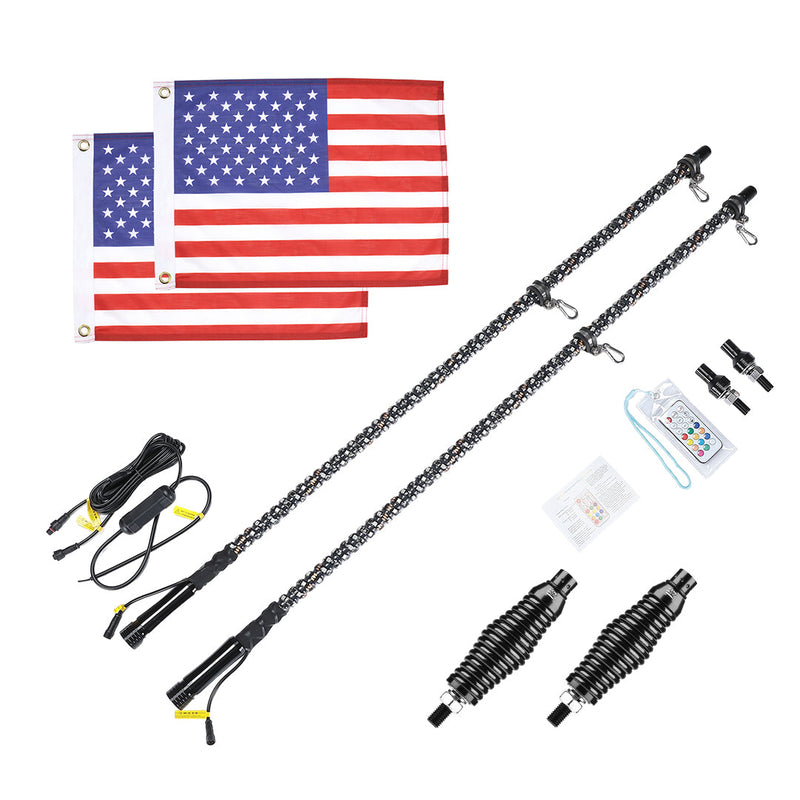 Load image into Gallery viewer, 2pcs 5FT UTV Spiral Whip Light with RF Remote Control
