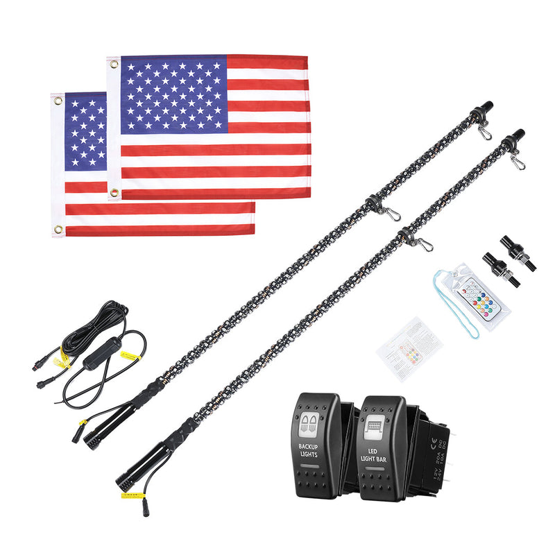 Load image into Gallery viewer, 4FT Spiral Whip Light with RF Remote Control, 366 colors, 2 pcs
