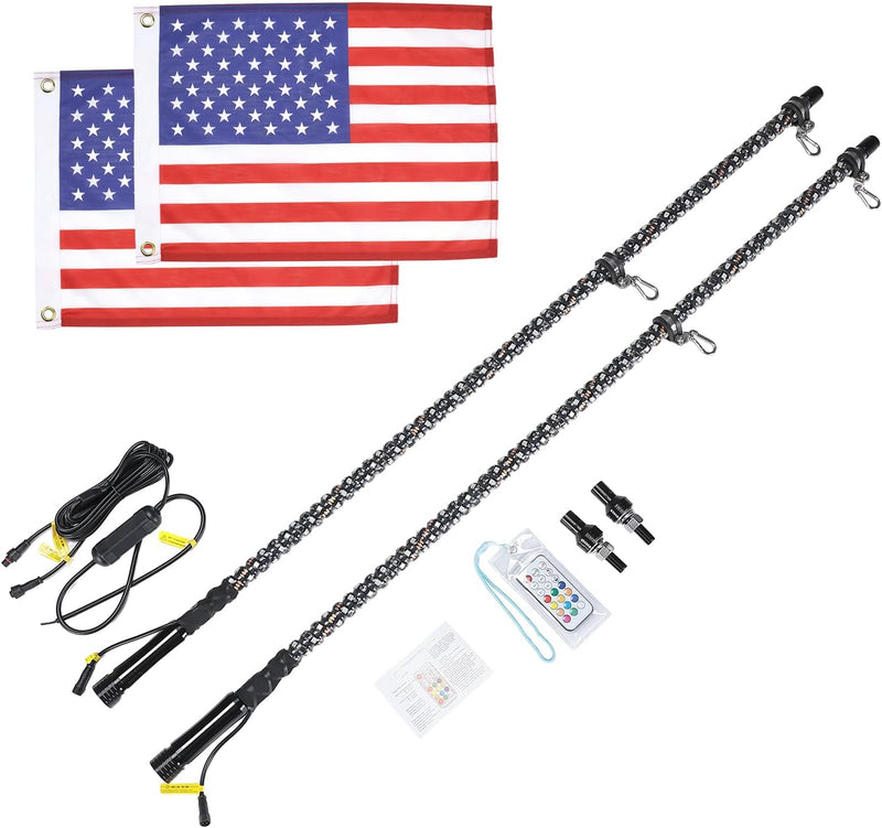 Load image into Gallery viewer, 4FT Spiral Whip Light with RF Remote Control, 366 colors, 2 pcs
