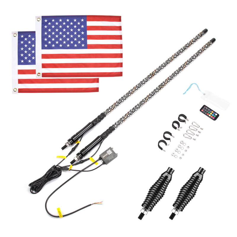 Load image into Gallery viewer, UTV ATV 5FT 2PCS Spiral Whip Light Bluetooth Control w/ Turn Signal Function
