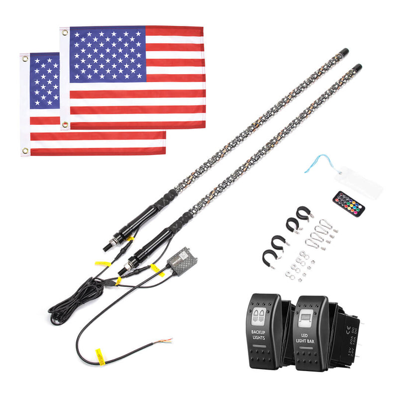 Load image into Gallery viewer, 4FT 2PCS Spiral Whip Light Bluetooth Control
