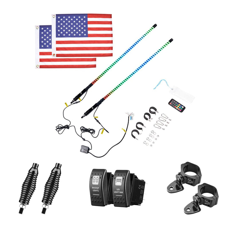 Load image into Gallery viewer, 2PCS 3FT COB Whip Lights w/ App &amp; Remote Control for UTV ATV Boats
