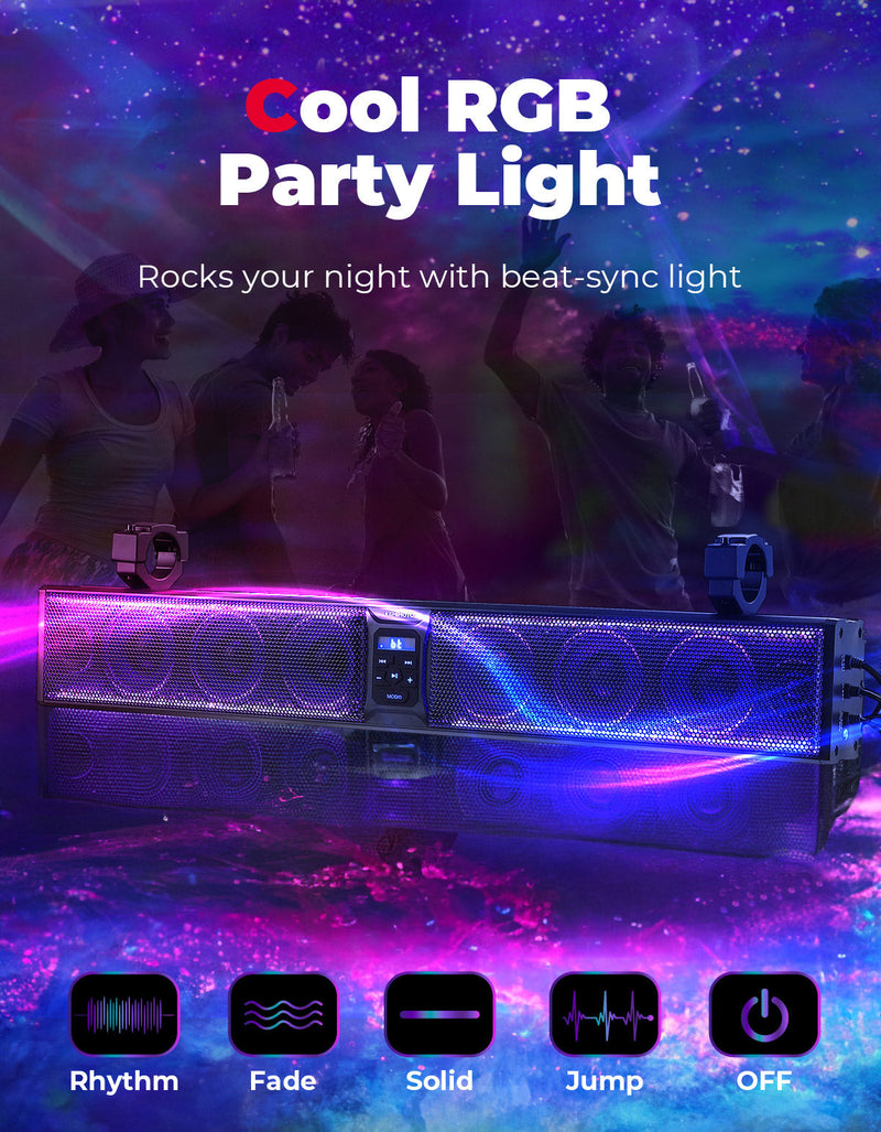 Load image into Gallery viewer, 33'' 8-Speaker RGB UTV Bluetooth Sound Bar for Can Am Maverick X3/ RZR w/ 1.75''-2.25'' Roll Bar
