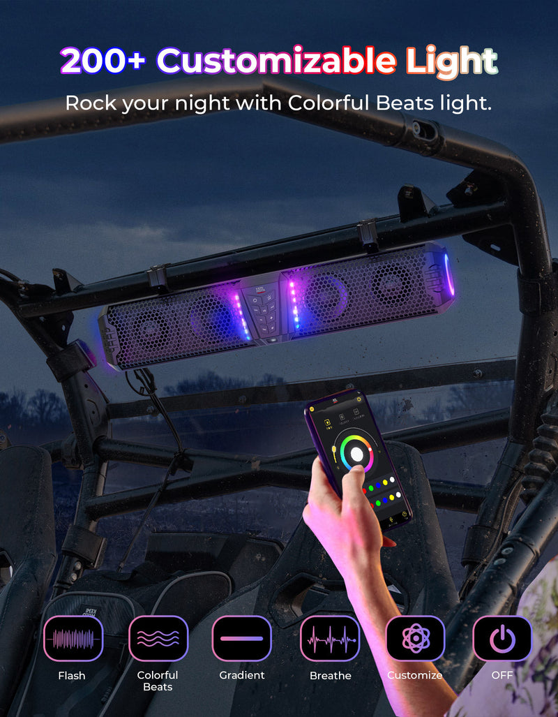 Load image into Gallery viewer, KEMIMOTO Midnight 60 26" 4-Speaker UTV Bluetooth Sound Bar w/RGB Lighting
