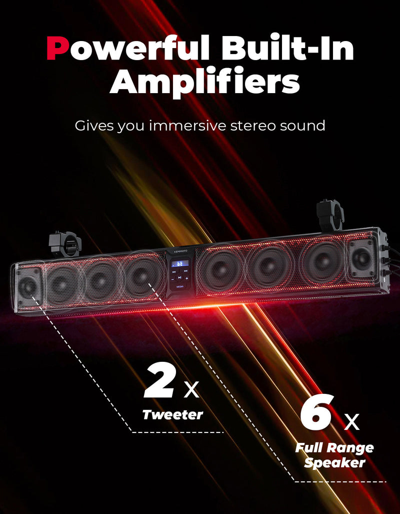 Load image into Gallery viewer, 33'' 8-Speaker RGB UTV Bluetooth Sound Bar for Can Am Maverick X3/ RZR w/ 1.75''-2.25'' Roll Bar
