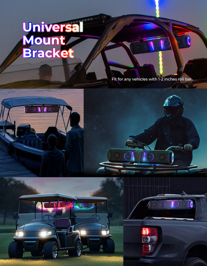 Load image into Gallery viewer, KEMIMOTO Midnight 60 26" 4-Speaker UTV Bluetooth Sound Bar w/RGB Lighting
