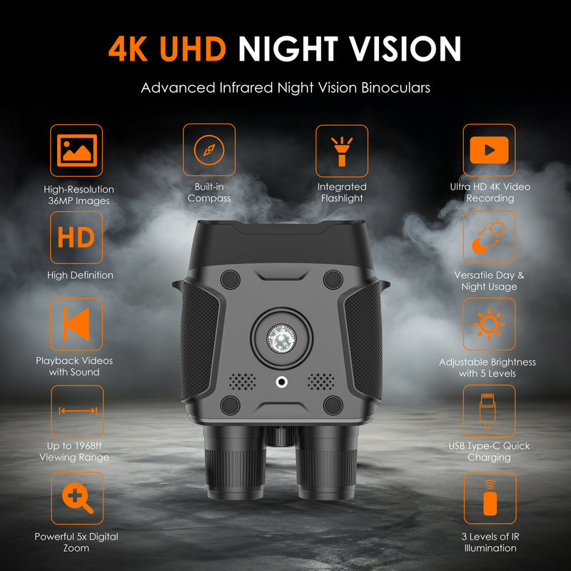 Load image into Gallery viewer, Rexing B1 Compass Night Vision Binoculars 4K Ultra HD
