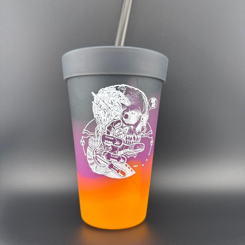 Load image into Gallery viewer, Silicone Straw Tumbler Pint Glass (16 Oz) - [STRATUS] Fear by Les White
