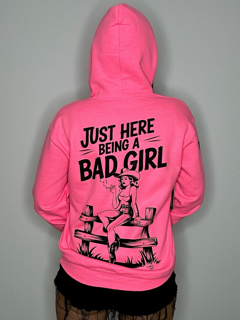 Load image into Gallery viewer, Bad Girl Hoodie Neon Pink
