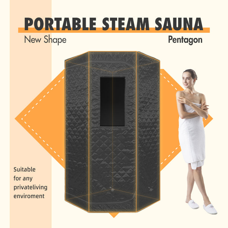 Load image into Gallery viewer, Blisspod Portable Personal Full Body 60 Min Rapid Steam Sauna | Pentagonal | Grey | Powerful 1600 Watts | 3.6L Stronger Steamer | 90X90X190cm
