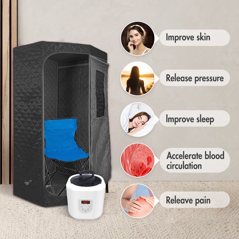 Load image into Gallery viewer, Blisspod Portable Personal Full Body 60 Min Rapid Steam Sauna | Pentagonal | Grey | Powerful 1600 Watts | 3.6L Stronger Steamer | 90X90X190cm
