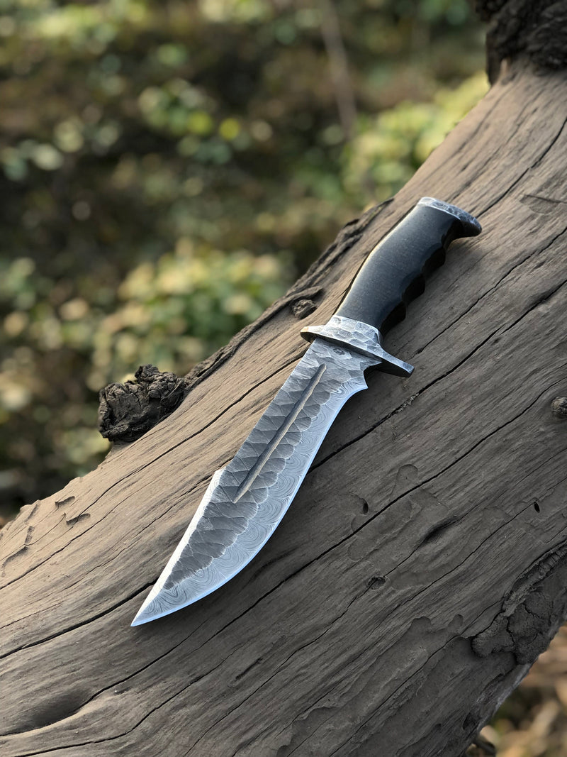 Load image into Gallery viewer, Best Bowie Knife – 13" Handmade Damascus Steel Blade with Resin Horn Handle &amp; Leather Sheath
