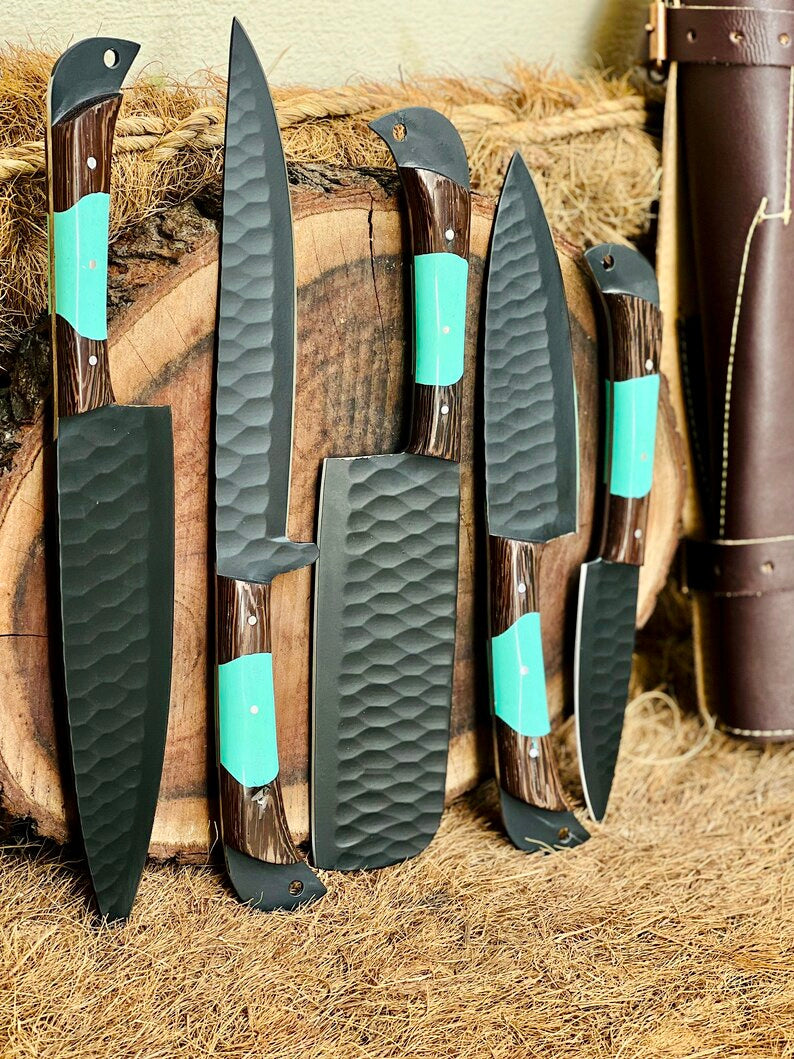 Load image into Gallery viewer, Here’s a fresh, seasonal rewrite with trending keywords and SEO-optimized structure:  Product Title: Premium Knofe Set – 13&quot; Forged Stainless Steel Blade with Wenge Wood &amp; Resin Handle + Leather Sheath

