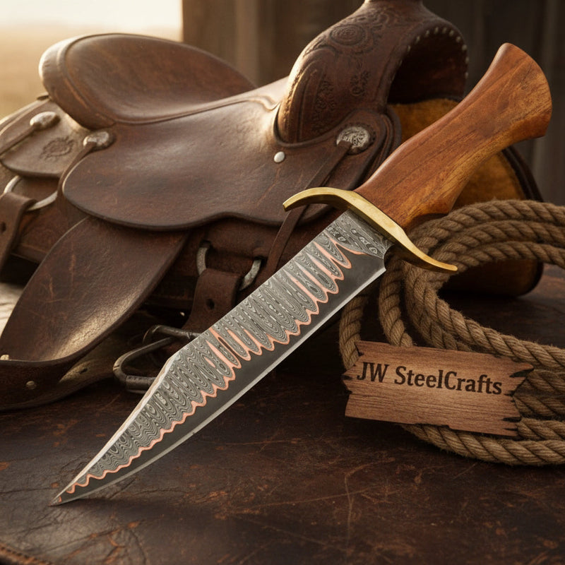 Load image into Gallery viewer, Timberland Trapper Bowie Knife 10" Handmade Damascus Presentation Box
