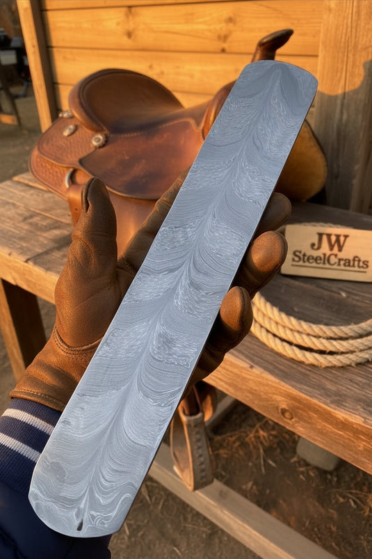 Silvertrail Damascus Billet Bar 10" Handmade Raindrop Pattern