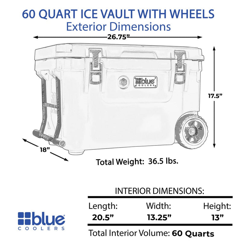 Load image into Gallery viewer, 60 Quart Ice Vault Roto-Molded Cooler with Wheels
