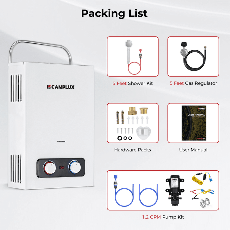 Load image into Gallery viewer, Camplux BD158P43 Tankless Propane Water Heater Pump Kit
