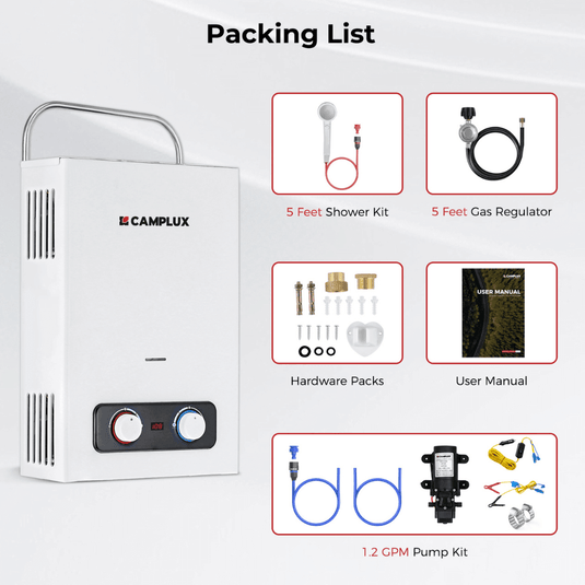 Camplux BD158P43 Tankless Propane Water Heater Pump Kit