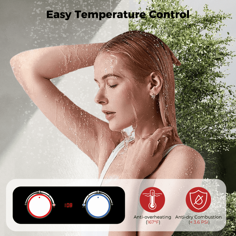 Load image into Gallery viewer, Tankless Water Heater, Camplux 2.64 GPM Outdoor Propane Water Heater, Gas Water Heater with 3.3 GPM Water Pump &amp; Pipe Strainer for Camping, Cabins
