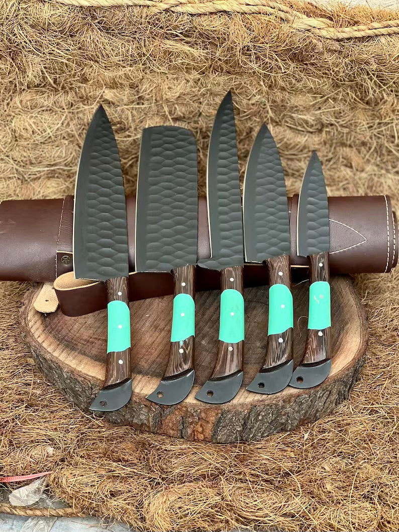 Load image into Gallery viewer, Here’s a fresh, seasonal rewrite with trending keywords and SEO-optimized structure:  Product Title: Premium Knofe Set – 13&quot; Forged Stainless Steel Blade with Wenge Wood &amp; Resin Handle + Leather Sheath
