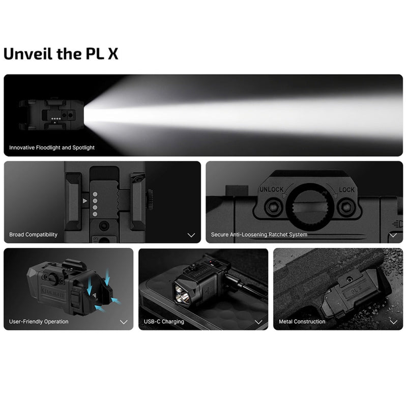Load image into Gallery viewer, Olight PL-X Dual Beam Weapon Light 1200 Lumen USB-C Rechargeable Pistol Light
