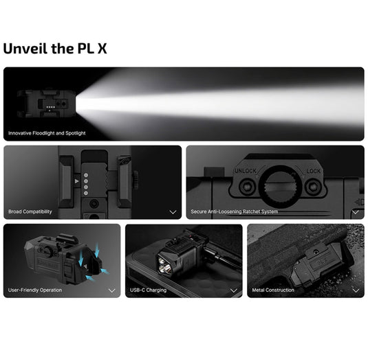 Olight PL-X Dual Beam Weapon Light 1200 Lumen USB-C Rechargeable Pistol Light