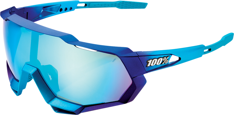 Load image into Gallery viewer, 100% Speedtrap Sunglasses - Metallic Blue - Blue Mirror 61023-228-01
