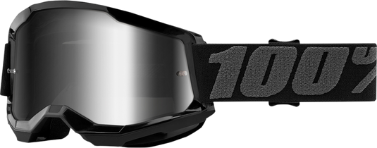 100% Strata 2 Goggles - Black - Silver Mirror 50028-00001