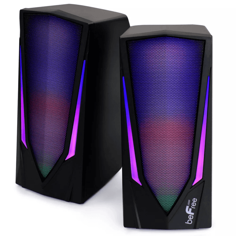 Load image into Gallery viewer, beFree Sound Dual 2.0 Computer Gaming Speakers with LED RGB Lights
