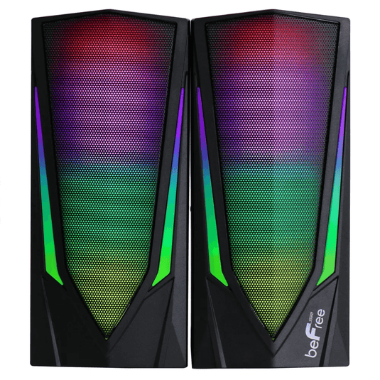 beFree Sound Dual 2.0 Computer Gaming Speakers with LED RGB Lights