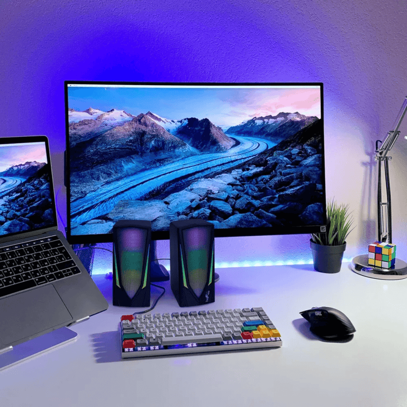 Load image into Gallery viewer, beFree Sound Dual 2.0 Computer Gaming Speakers with LED RGB Lights
