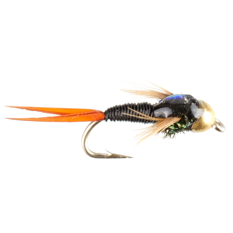 Load image into Gallery viewer, Bead Head Black Copper John Nymph Fly Fishing Flies - Set of 6 Flies Hook Size 18
