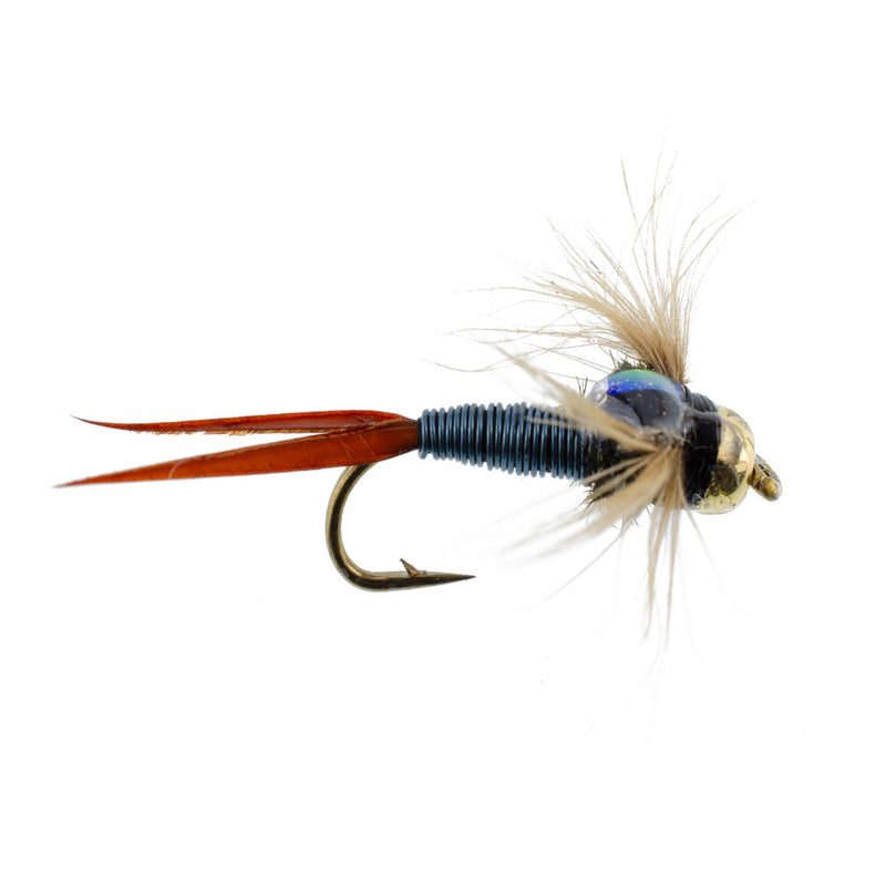 Load image into Gallery viewer, 3 Pack Bead Head Metallic Blue Copper John Nymph - Fly Fishing Flies - Hook Size 14
