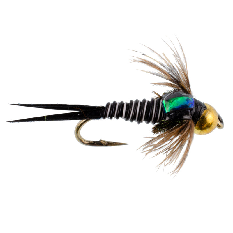 Load image into Gallery viewer, Bead Head Zebra Copper John Nymph Fly Fishing Flies - Set of 6 Flies Hook Size 14
