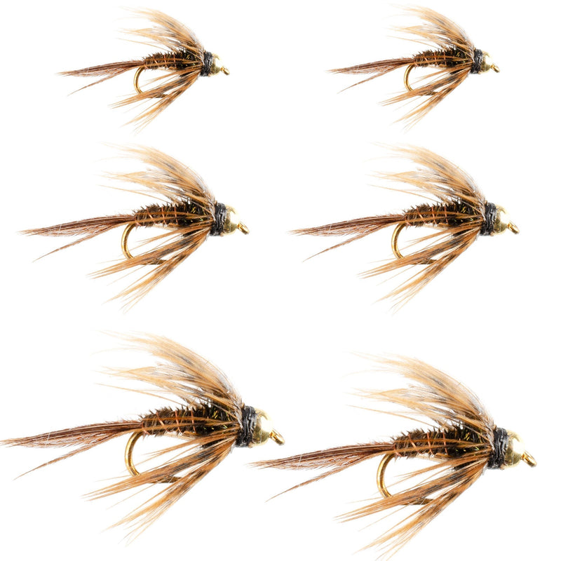 Load image into Gallery viewer, Soft Hackle Bead Head Pheasant Tail Nymph Fly Fishing Flies - 6 Flies Hook Size 16
