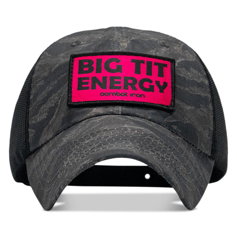 Load image into Gallery viewer, Big Tit Energy Pink Patch Tactical Ripstop Mesh Snapback Hat
