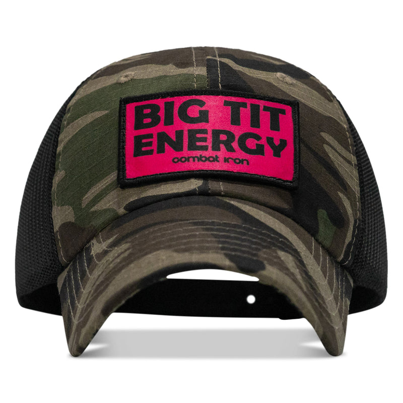 Load image into Gallery viewer, Big Tit Energy Pink Patch Tactical Ripstop Mesh Snapback Hat
