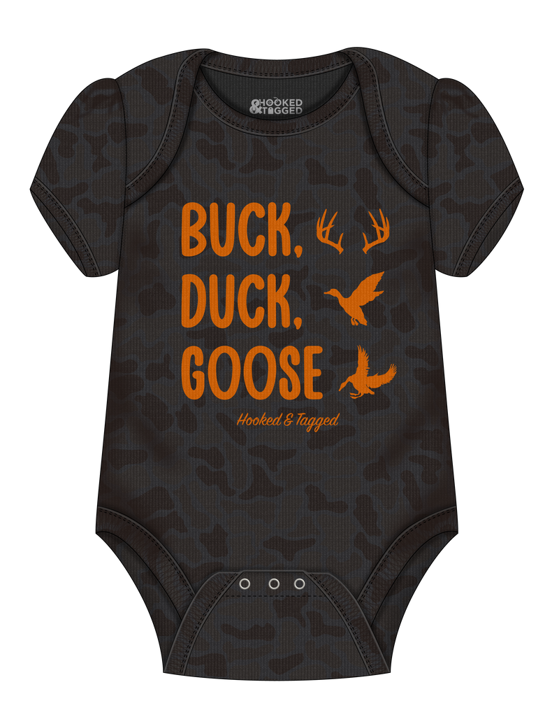 Load image into Gallery viewer, Buck, Duck, Goose Onesie
