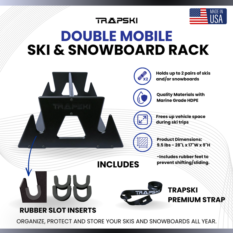Load image into Gallery viewer, TRAPSKI DOUBLE Mobile All Mountain Ski and Standard Stance Snowboard Rack
