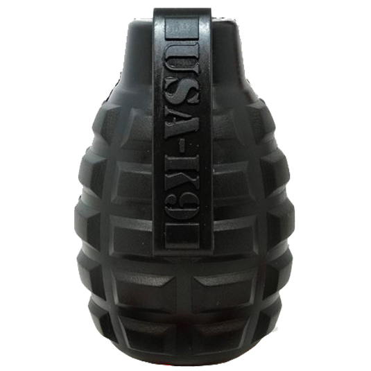 USA-K9 Grenade Shaped eDispenser Durable Dog Chew Toy & Treat Dispenser - Magnum Black
