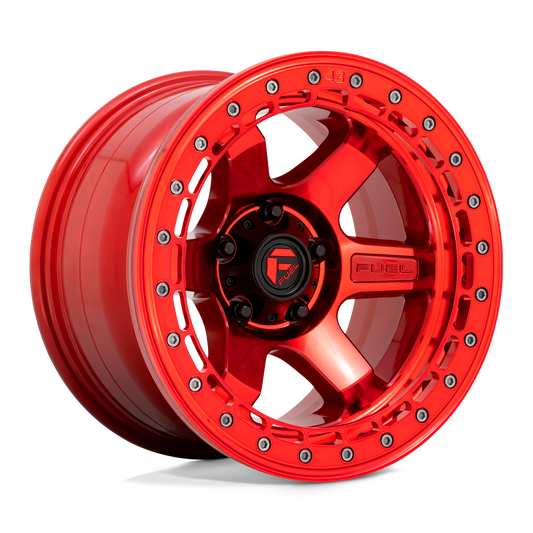 Fuel 1 Pc D123 Block Beadlock Candy Red With Candy Red Ring