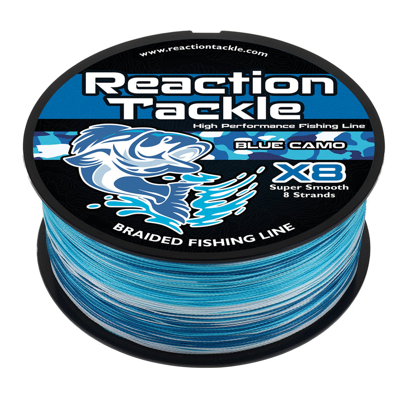 Load image into Gallery viewer, Reaction Tackle X8 Braided Fishing Line - Blue Camo 8 Strand
