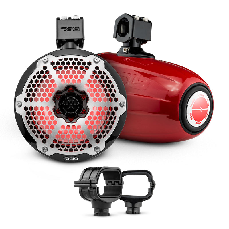 Load image into Gallery viewer, Bronco 6th Gen Roll Bar Audio Bundle – 8" Marine Tower Speakers with RGB LED Lights and OEM Roll Bar Mounting Clamps
