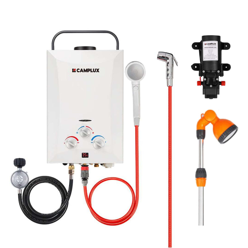 Load image into Gallery viewer, Camplux 8L Portable Gas Hot Water Heater w/ 4.3L Pump &amp; Sink Sprayer &amp; Shower Stand
