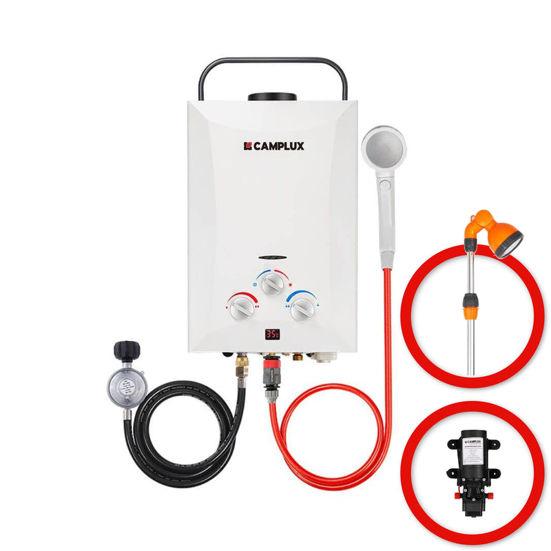 Load image into Gallery viewer, Camplux 8L Portable Gas Hot Water Heater w/ 4.3L Pump &amp; Sink Sprayer &amp; Shower Stand
