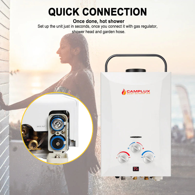 Load image into Gallery viewer, Camplux 8L Portable Gas Hot Water Heater w/ 4.3L Pump &amp; Sink Sprayer &amp; Shower Stand
